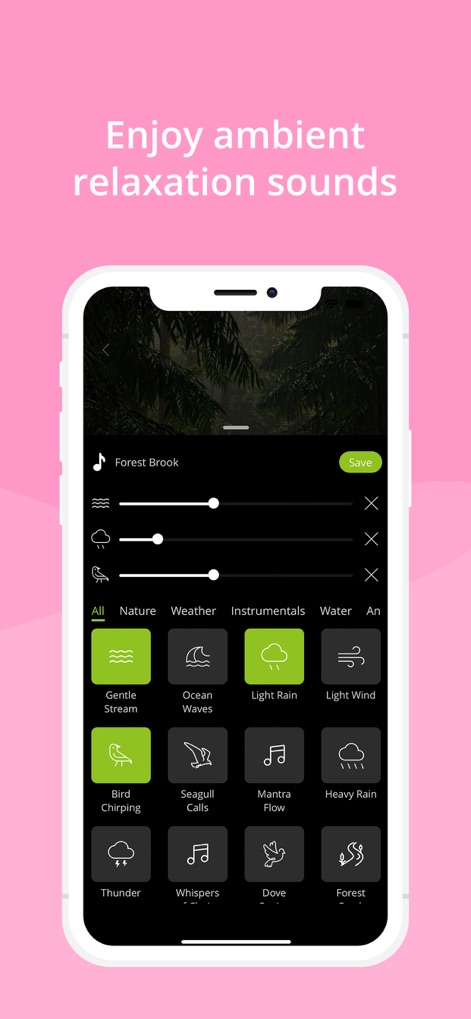 Podbean Podcast App & Player - L'app offre una varietà di suoni rilassanti ambientali, inclusi "Gentle Stream" e "Ocean Waves", che possono essere combinati per creare un ambiente personalizzato per il relax.