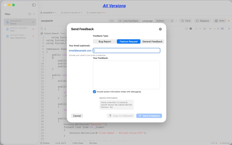 Clarity Code Edit screenshot
