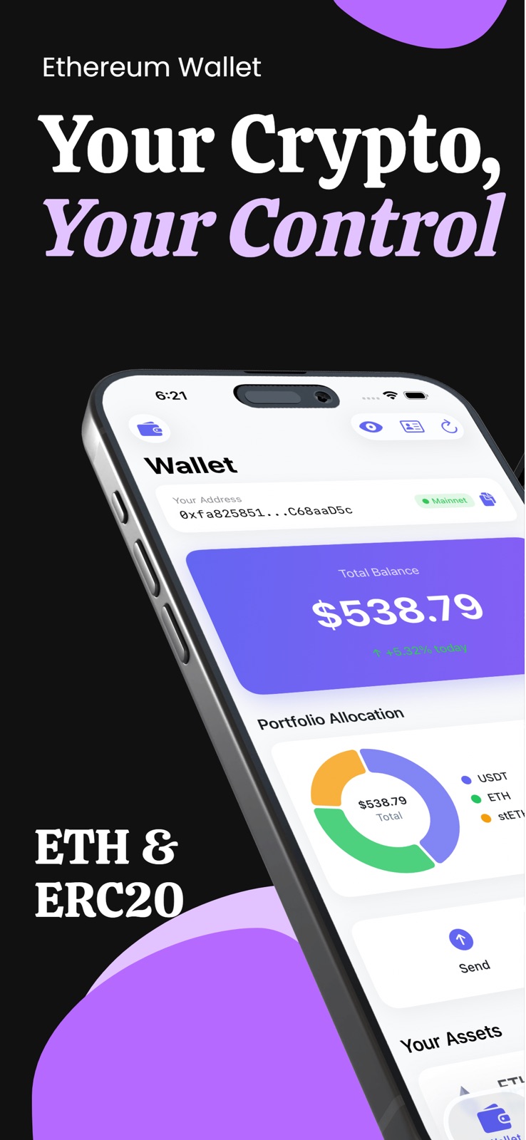 Ethereum Wallet - ETH & Tokens iphone screenshot 1
