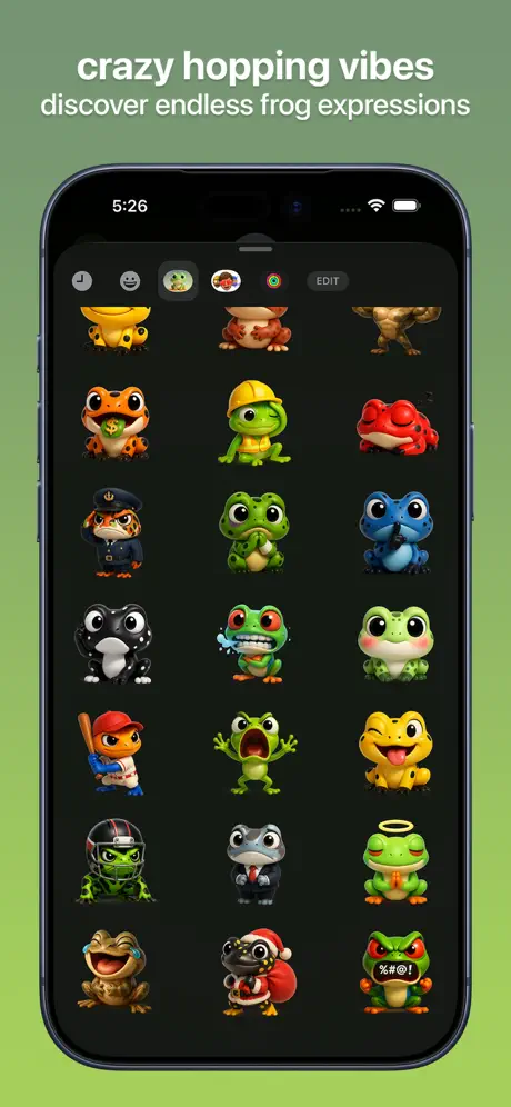 Froggy Emojis 灵动蛙趣表情应用截图
