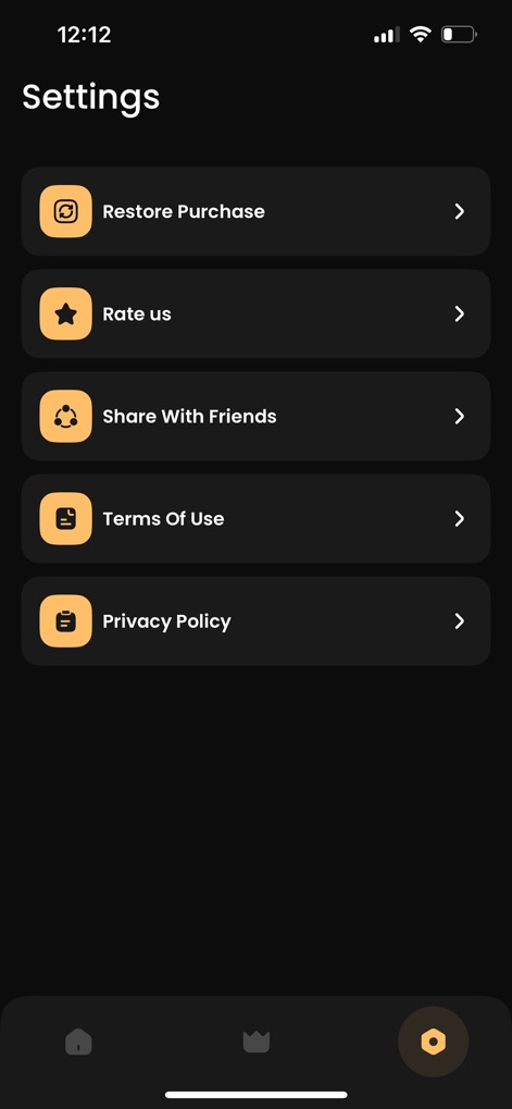 iland - 4K Wallpapers - Users can manage their app experience through comprehensive "Settings," providing options like "Restore Purchase" and links to "Terms Of Use" for transparency.