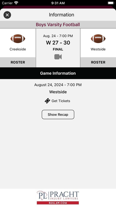 Westside Rams Athletics Screenshot