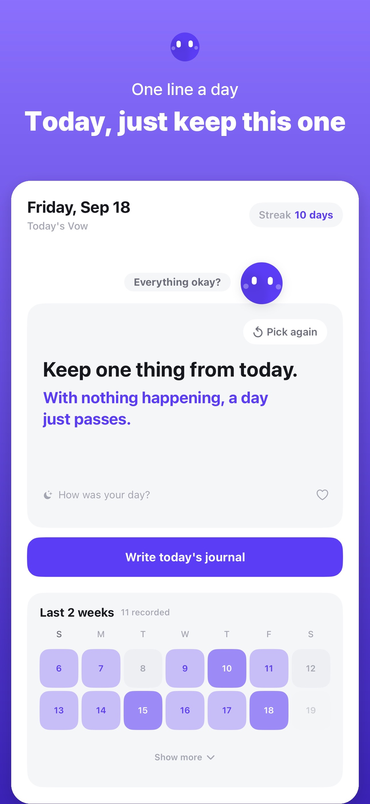 Screenshot 1 of Today's Vow - Mindset Journal