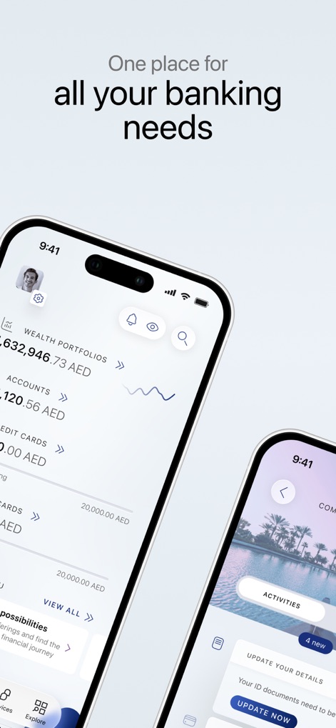 ENBD X - This tool consolidates financial information, presenting wealth portfolios alongside an interactive communication hub for updates and notifications.