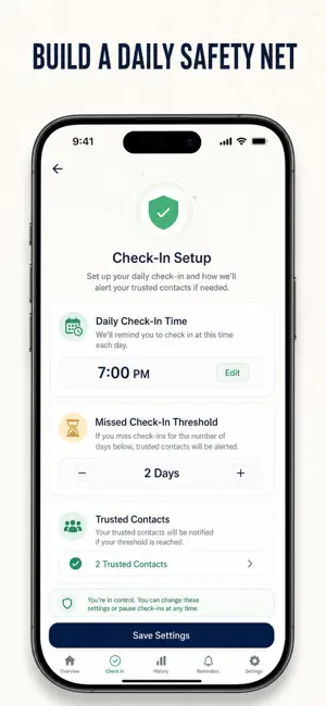 Safety Check-In: Live Alone screenshot 2