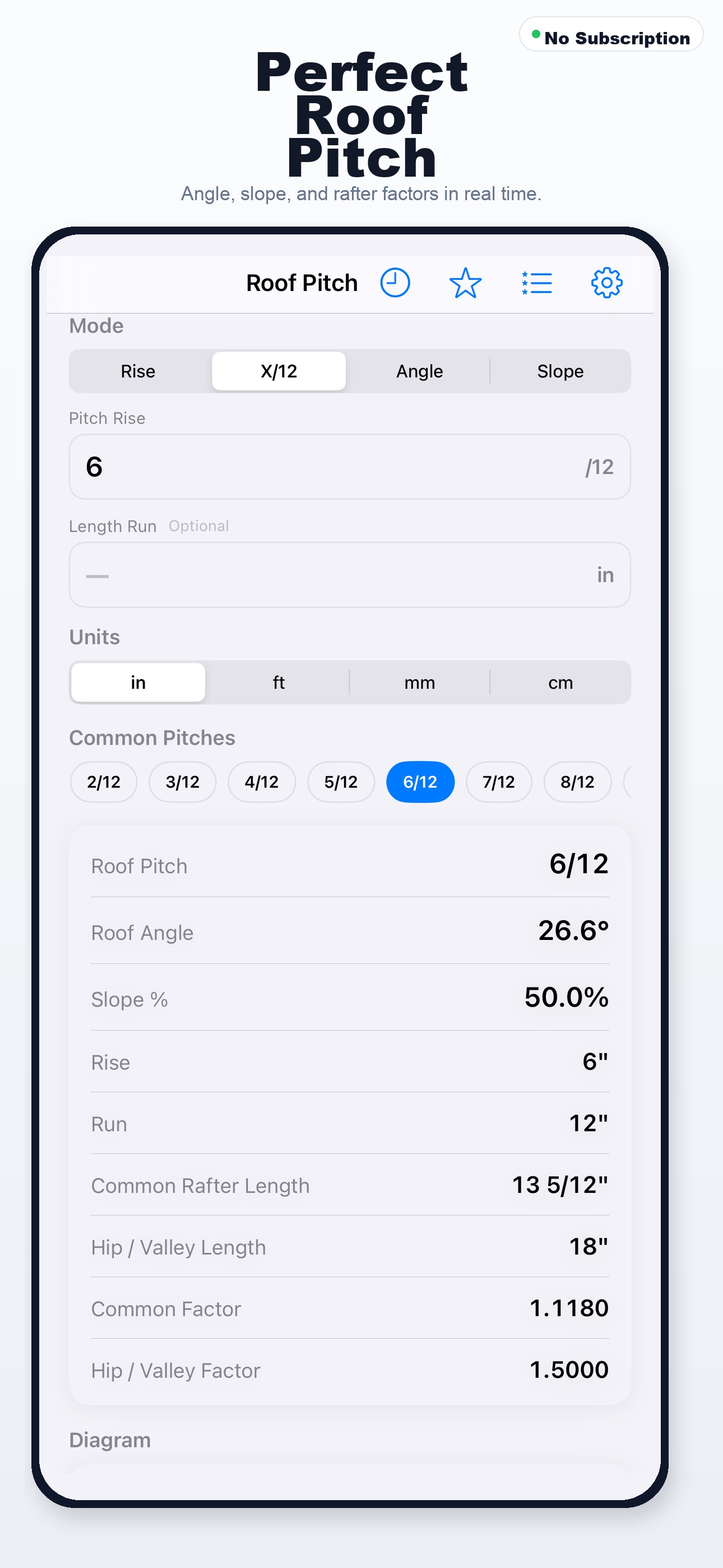 Screenshot 1 of EdgeSpace Roof Pitch Calc
