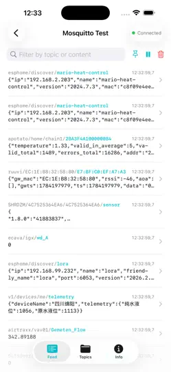 Screenshot von Pulse MQTT auf dem iPhone 2