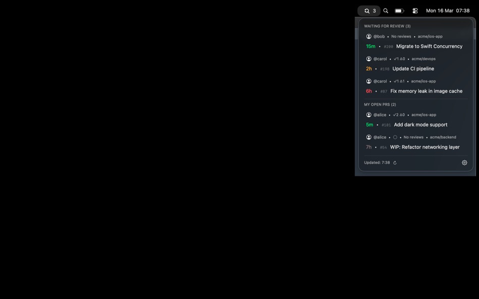 Git Glance (macOS) Von: sovio