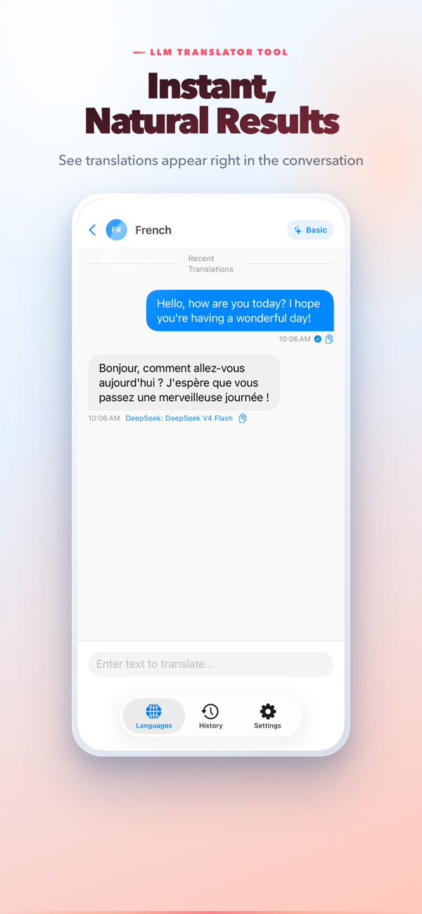 Single language translation chat view
