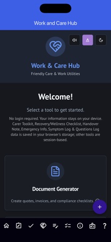 Work and Care Hub screenshot