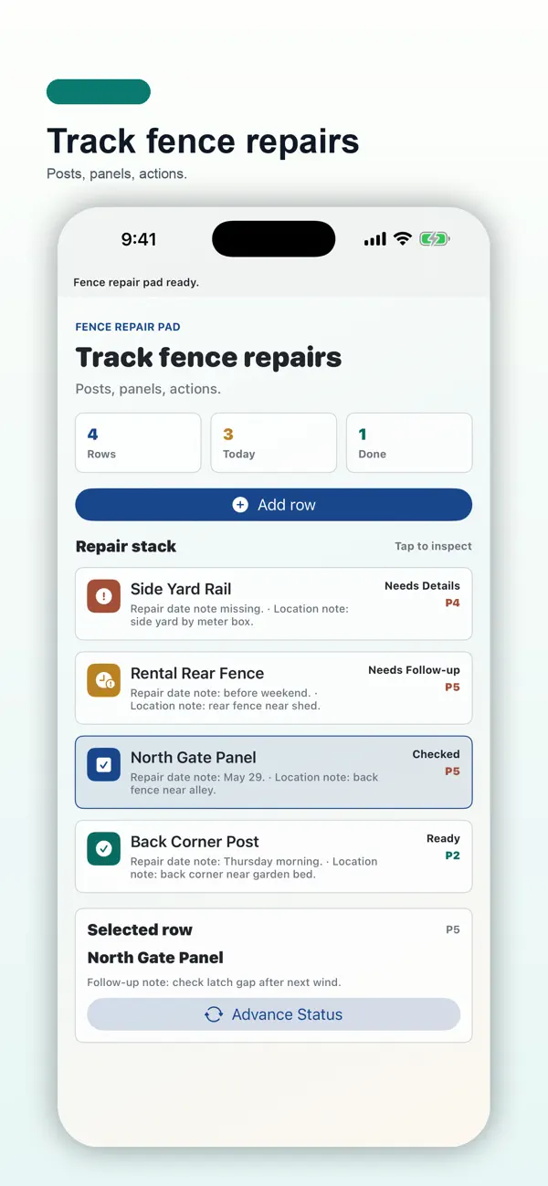 Screenshot #1 pour Fence Repair Log Pad