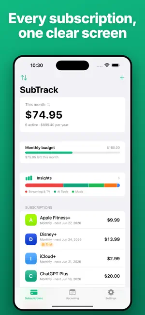SubTrack: Bill & Sub Tracker screenshot 1