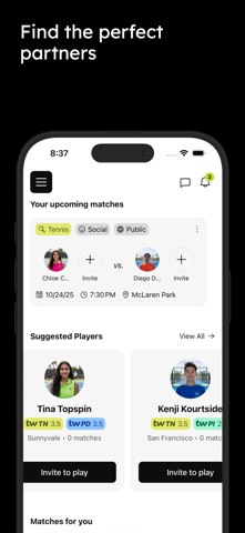 Tweener: Tennis & Pickleball iPhone screenshot