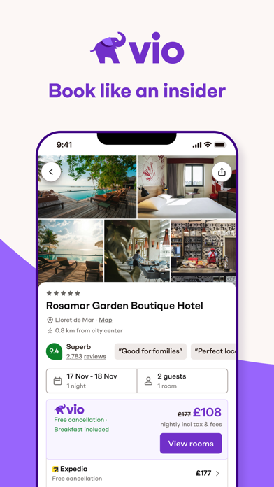 Vio: Hotels & travel deals iPhone screenshot 1