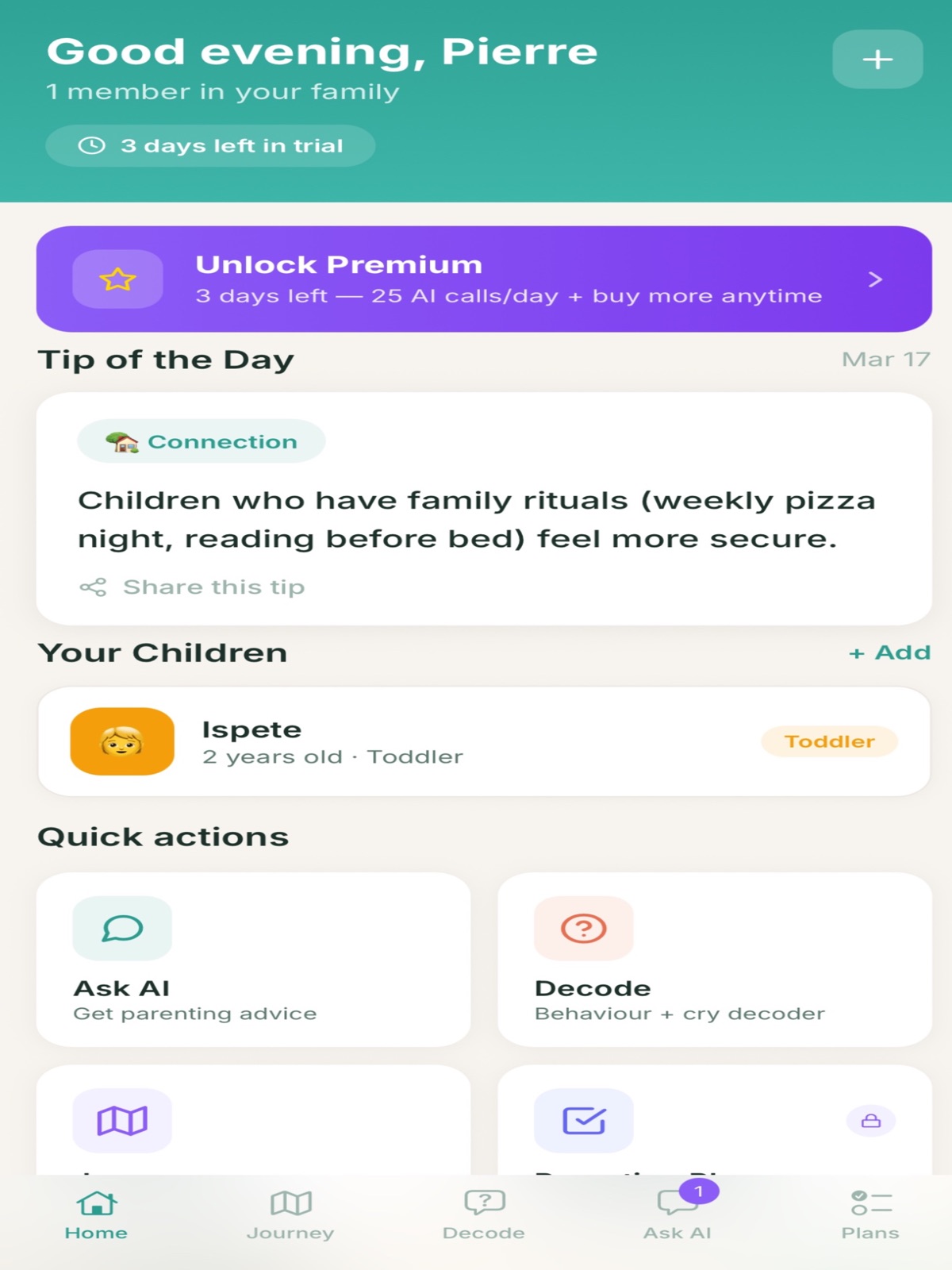ParentJourney ipad screenshot 1