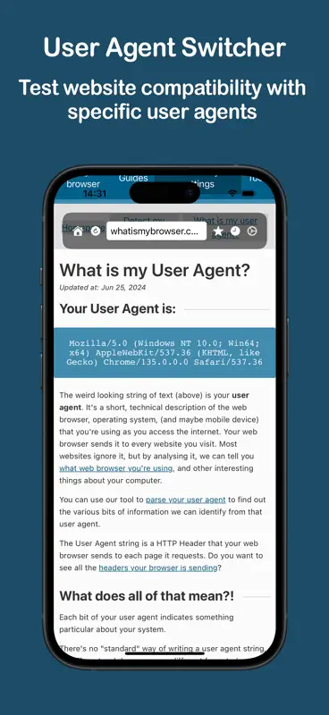 User Agent Switcher + screenshot 1 of 3