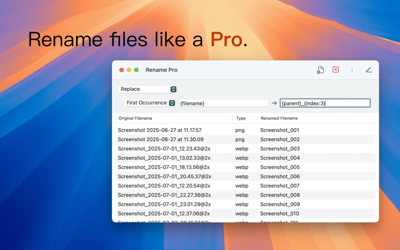 Rename Pro - Powerful Renamer app screenshot