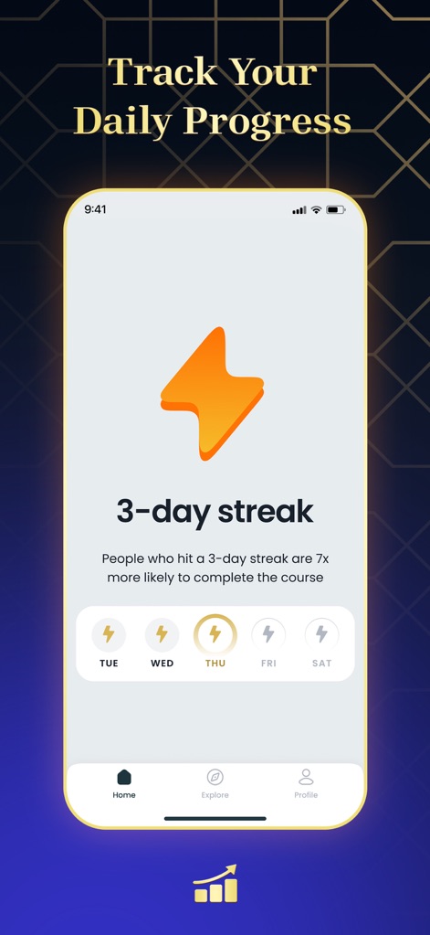 AyahPath Daily: Learn Quran - This tool empowers users to monitor their spiritual growth with a prominent daily streak indicator and a clear visual calendar showing consistency over the week.