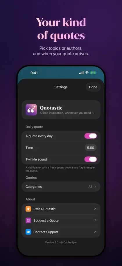 Screenshot 3 di 4 di Quotastic – Daily Quotes