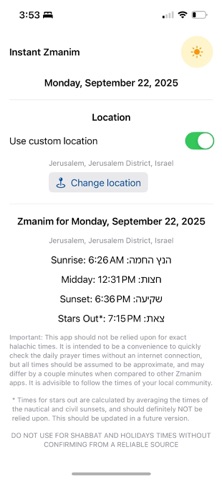 Instant Zmanim screenshot