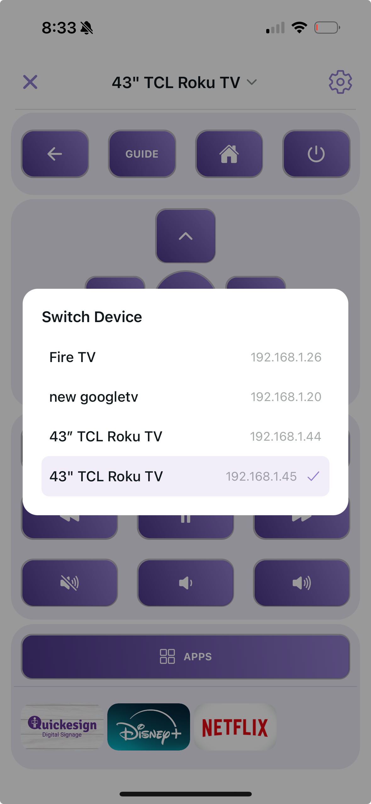 Quickesign TV Control