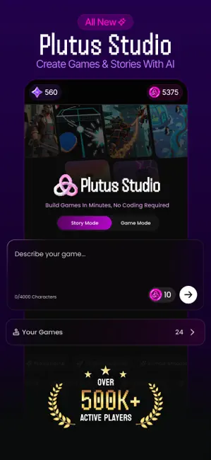 Plutus: Create, Play, Win iPhone screenshot 1