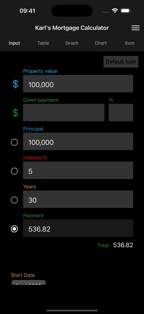 Screenshot #1 pour Karl's Mortgage Calculator