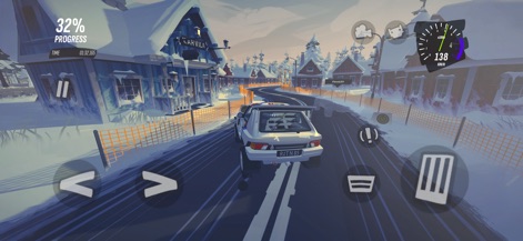 #DRIVE Rally - Explore a variety of challenging environments, from treacherous snowy village roads to the sleek design of the white rally car.