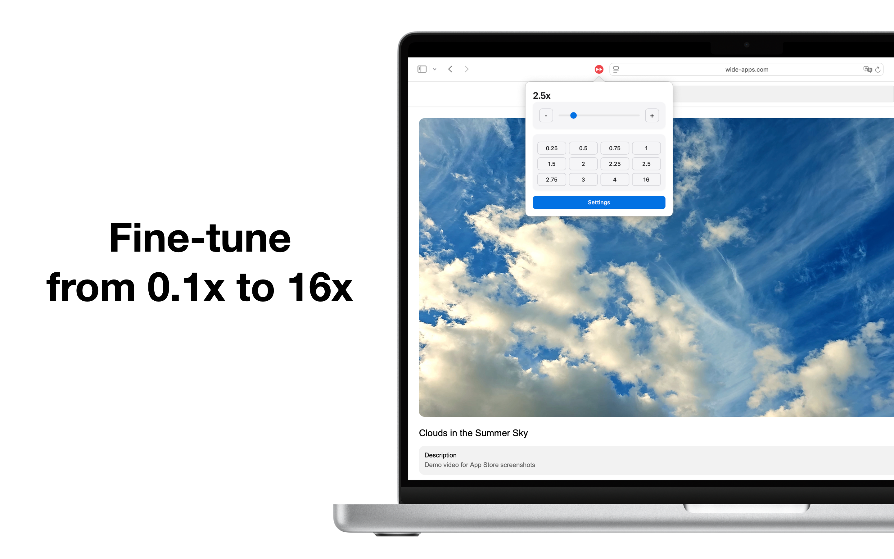 Change Video Speed for Safari