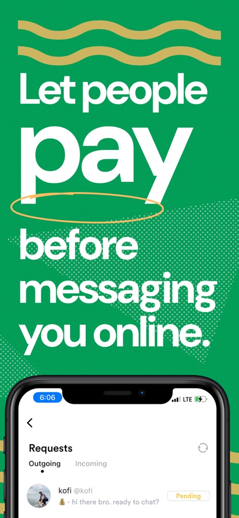 Make Money Chatting — Talkroom - See how the app streamlines communication with categorized "Requests" and a clear "Pending" status for incoming paid messages.