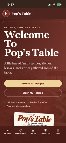 Pop's Table app screenshot