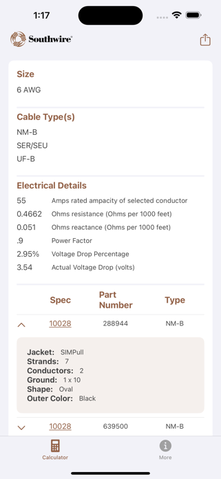 Building Wire Selector Screenshot 2 of 2