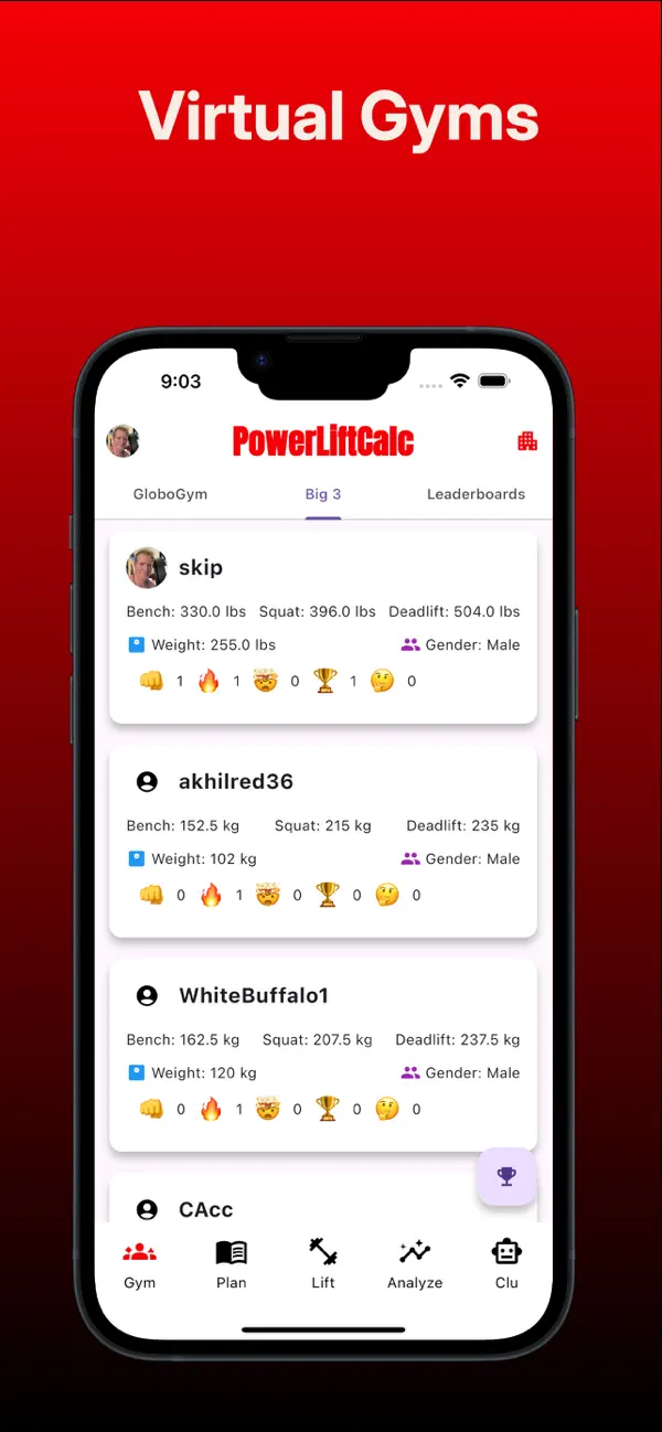 Screenshot #3 pour PowerLiftCalc Workout Log