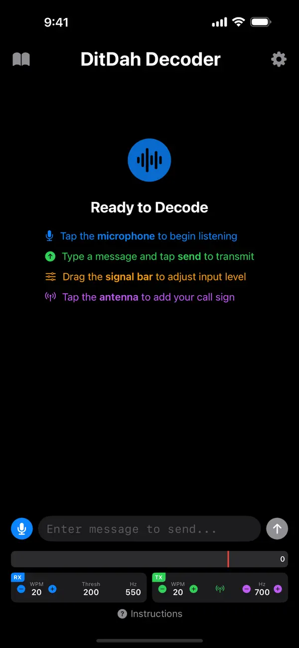Screenshot #1 pour DitDah Decoder - Morse Code CW