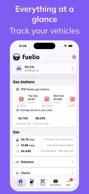 Fuelio: Gas Log & MPG Tracker iPhone screenshot 2