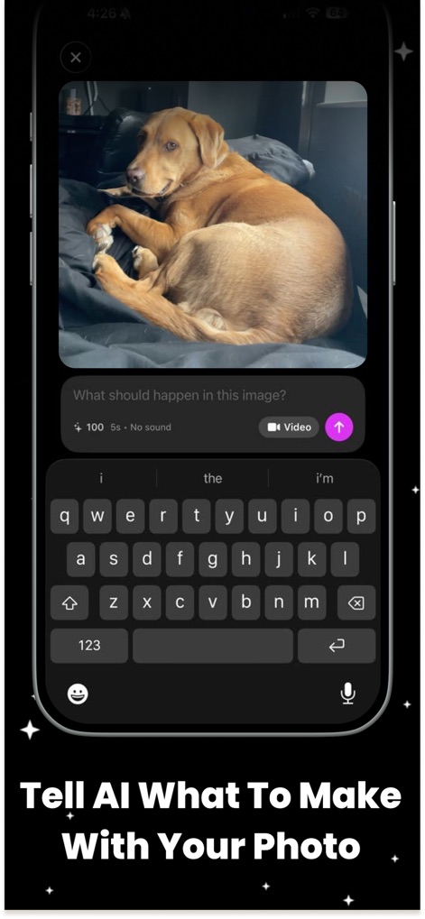 Menace: AI Photo Video Editor - Utilize the custom mode feature to direct the AI, typing specific commands into the 'What should happen in this image?' field to describe desired scenarios.