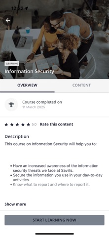 MyLearning Savills PLC iPhone screenshot