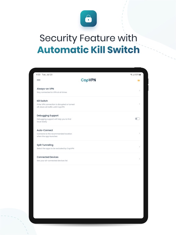 CopVPN - Fast & Secure VPN iPad screenshot 4 - Productivity app
