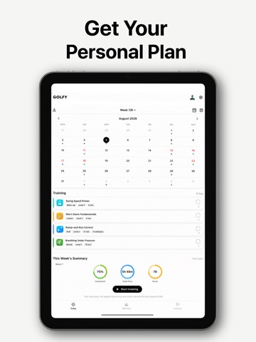 AI Golf Training & Plan: Golfy iPad screenshot