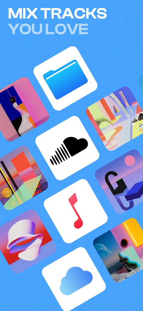 Cross DJ - Music Mixer App - L'application offre un accès étendu à des millions de titres via des plateformes comme SoundCloud Go+ et des services cloud comme Dropbox et Google Drive. Cet outil permet une intégration fluide de votre bibliothèque musicale existante.