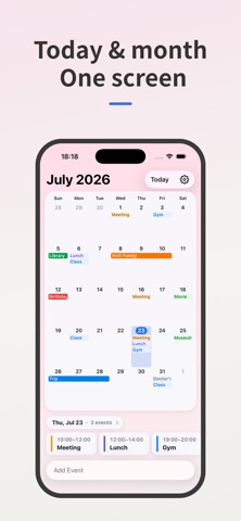 Monthly Grid Calendar iPhone screenshot