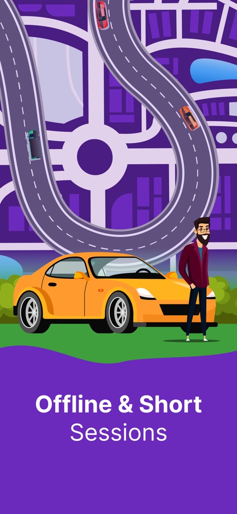 Driving Test Theory Kit 2026 - The app supports flexible learning with robust "Offline access" capabilities and content designed for efficient "Short Sessions", ideal for on-the-go revision.