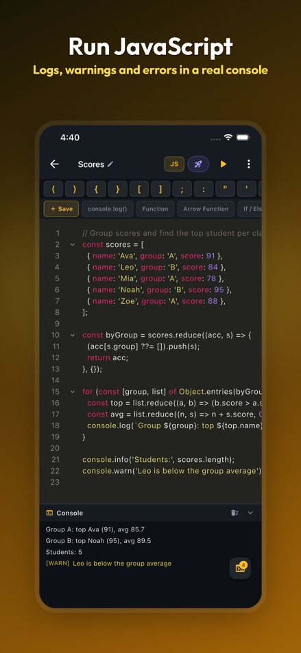 #2. JavaScript Editor: JS IDE (iOS) 作者: Sahana A S