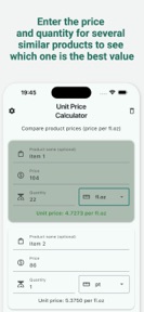 Simple Unit Price Calculator screenshot