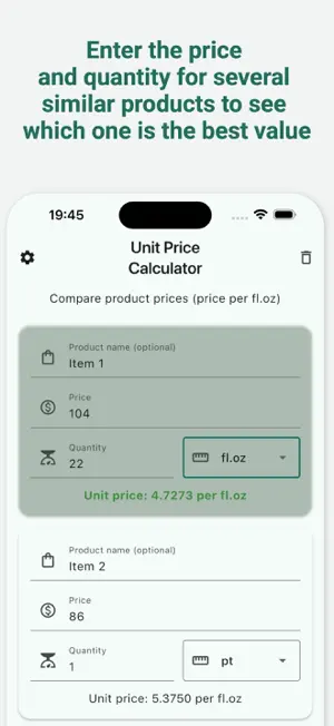 Simple Unit Price Calculator screenshot 1