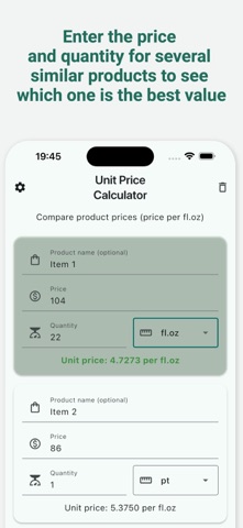 Simple Unit Price Calculator Screenshot 1 of 4