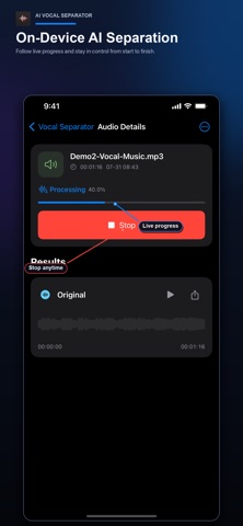 AI Vocal Separator iPhone screenshot