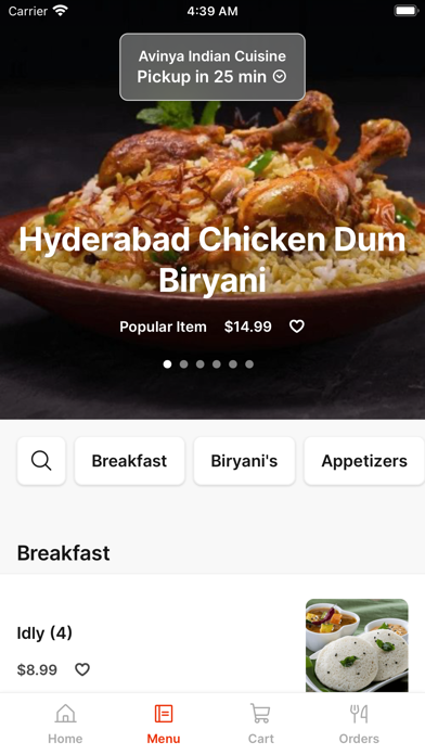 Avinya Indian Cuisine iPhone screenshot 2 - Food & Drink app