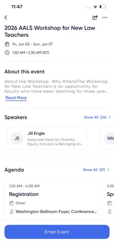 AALS Events 2026 iPhone screenshot