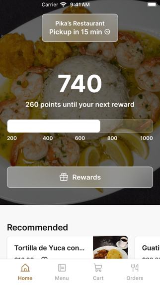 Pika’s Restaurant iPhone screenshot 1 - Food & Drink app